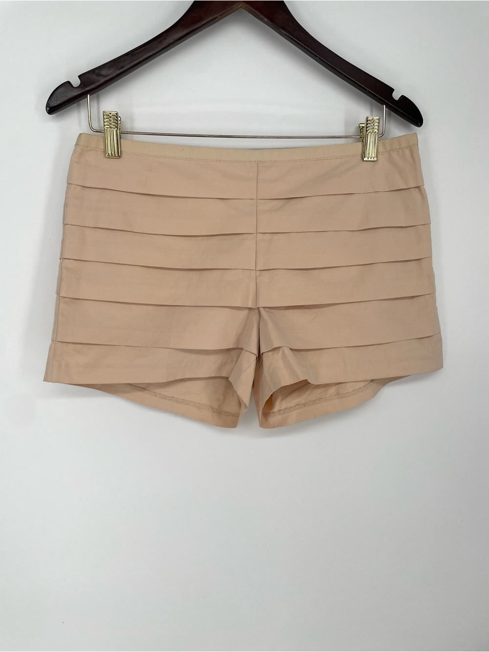 J. Crew Cream Nude Tiered Shorts Cotton Blend Layered Details Coastal Preppy